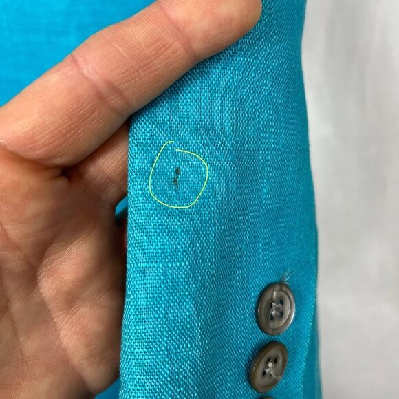90s Classiques 100% Linen Longline Blazer Womens XS Oversized Bright Crest Retro - Picture 13 of 13